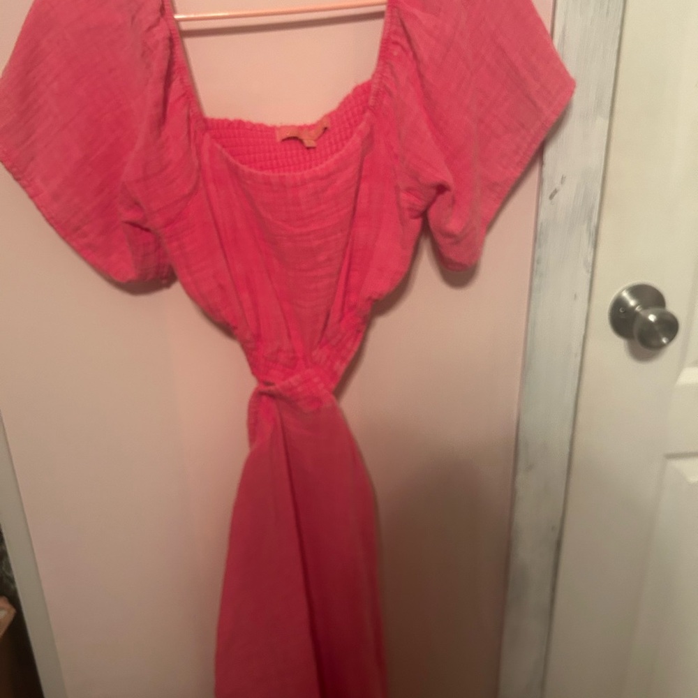 Coral Off-Shoulder Dress